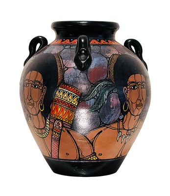 Signed Handmade Pottery Amphora Vase Jar. Handmade Pottery Amphora Vase Jar | Hand made and hand 