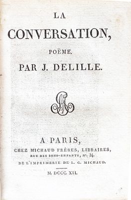 THE CONVERSATION by Jacques Delille - Antique Leather Book, OEUVRES DE JACQUES DELILLE (1812) 