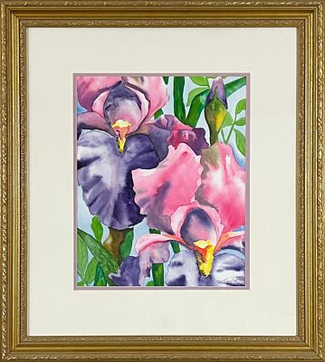 Donna Taylor Floral Watercolor Painting GLADS IN SUN. Floral Watercolor Painting by American 