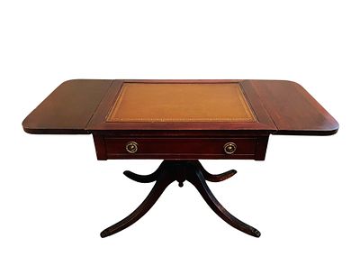 Antique Mahogany & Leather Duncan Phyfe Style Lift Lid Silver Chest. Antique Mahogany &amp; 