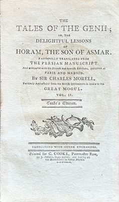 18th c. Antique Book - The Tales Of The Genii: Or, The Delightful Lessons Of Homar The Son Of 