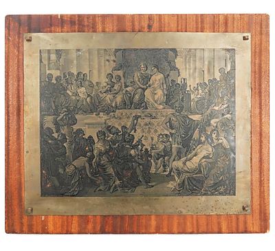 Rare Original 19th c. Engraving Template WEDDING OF ALEXANDER THE GREAT AND STATEIRA After 
