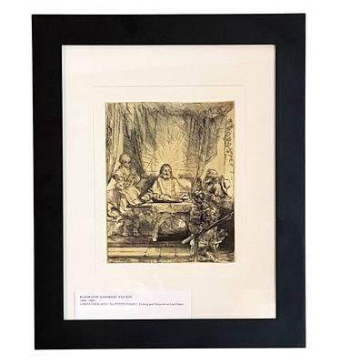 Rembrandt Etching CHRIST AT EMMAUS Recueil by Henri Louis Basan. REMBRANDT HARMENSZ. VAN RIJN 
