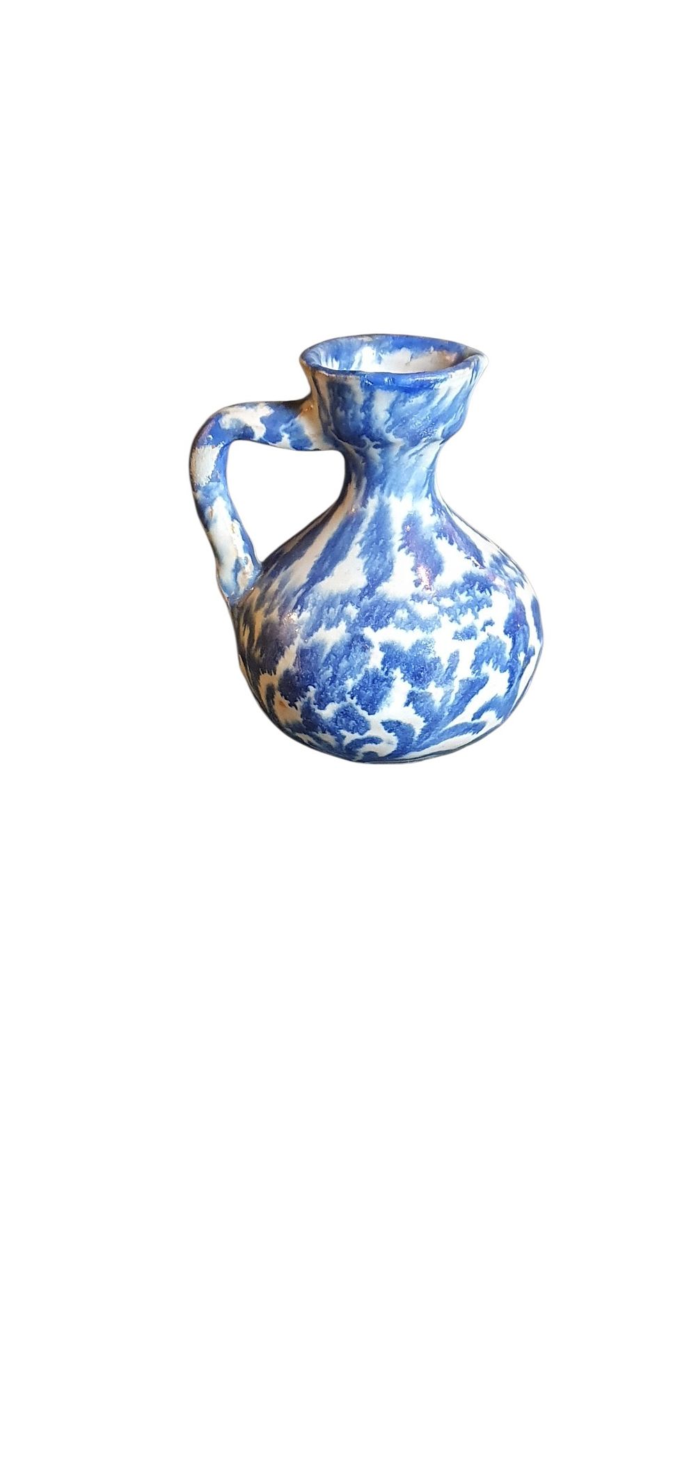 Jarra o bombona tornada , S. XIX - XX. Cerámica de Fajalauza - Granada, vidriada o esmaltada en blanco y azul representando girasoles. (Pieza de juguete o vitrina.), lote 5