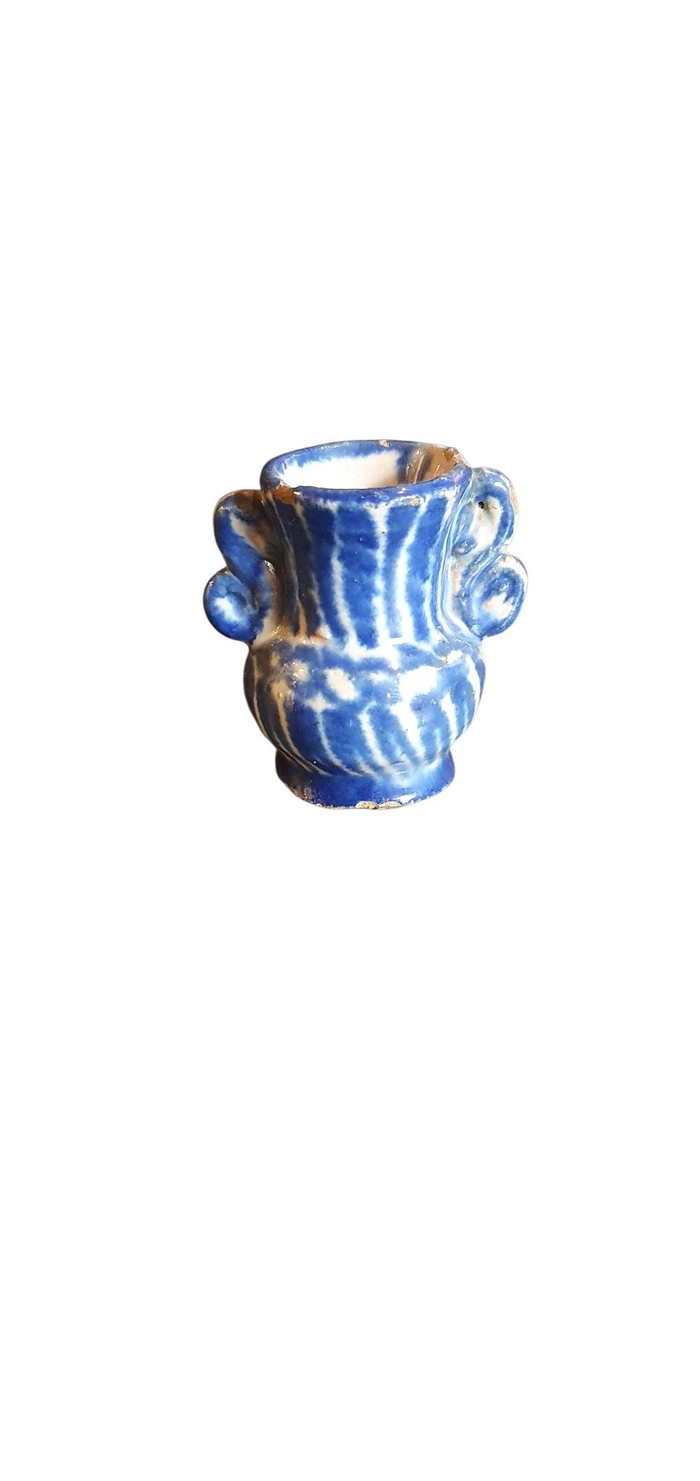 Anforito, S. XIX - XX. Cerámica de Fajalauza - Granada, vidriado o esmaltado en blanco y azul. (Pieza de juguete o vitrina.), lote 7