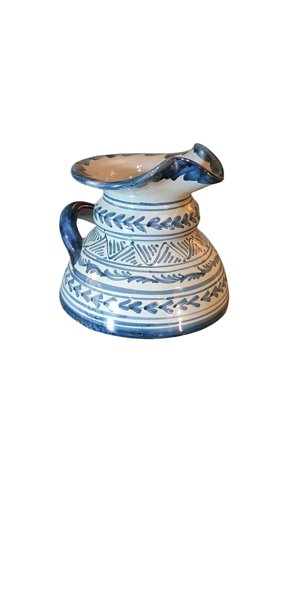 Jarra. Cerámica de Fajalauza - Granada, vidriada o esmaltada en azul y gris plomo., lote 68