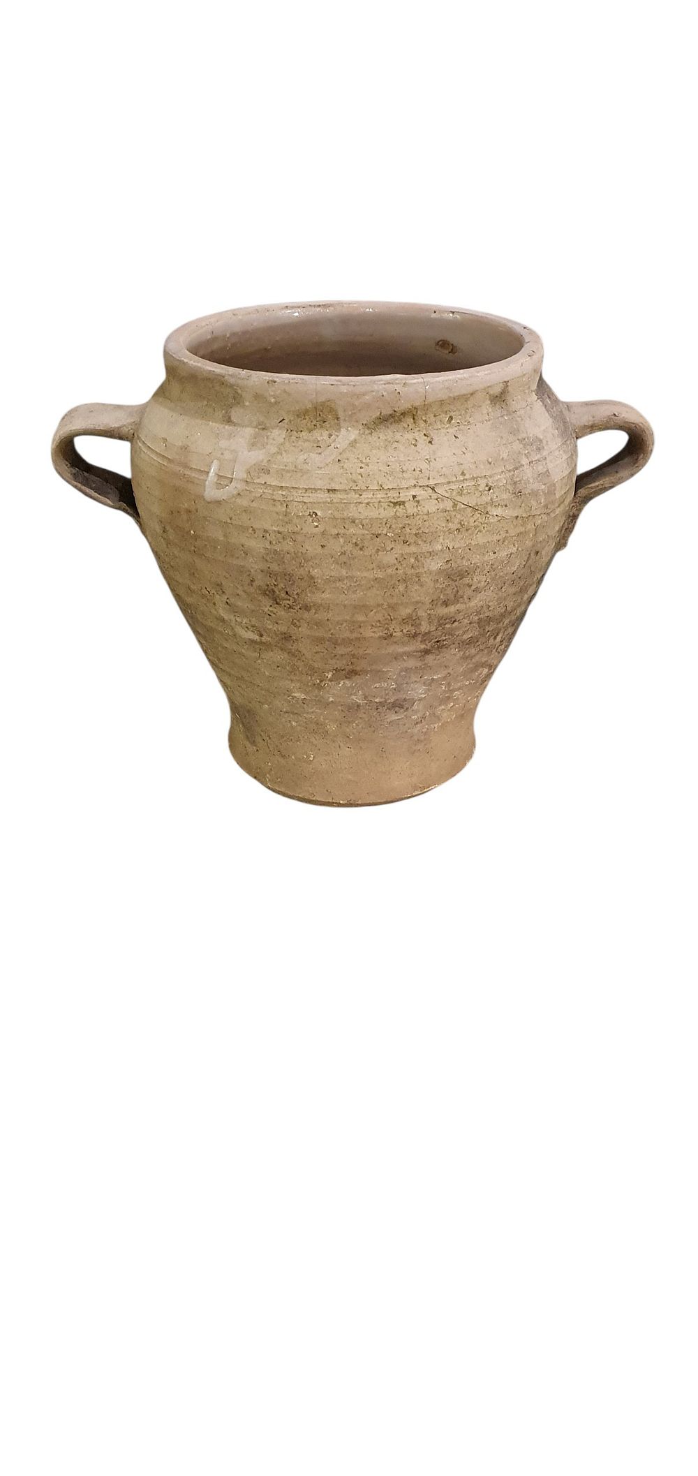 Orza, S. XIX. Cerámica de Fajalauza - Granada de dos asas, vidriado o esmaltado en blanco., lote 98