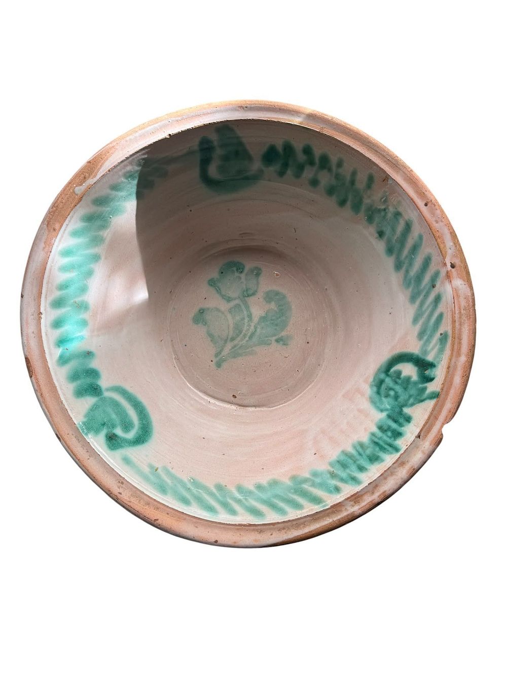 Lebrillo S. XX , . Cerámica vidriada o esmaltada en blanco y verde , .Fajalauza - Granada., lote 132