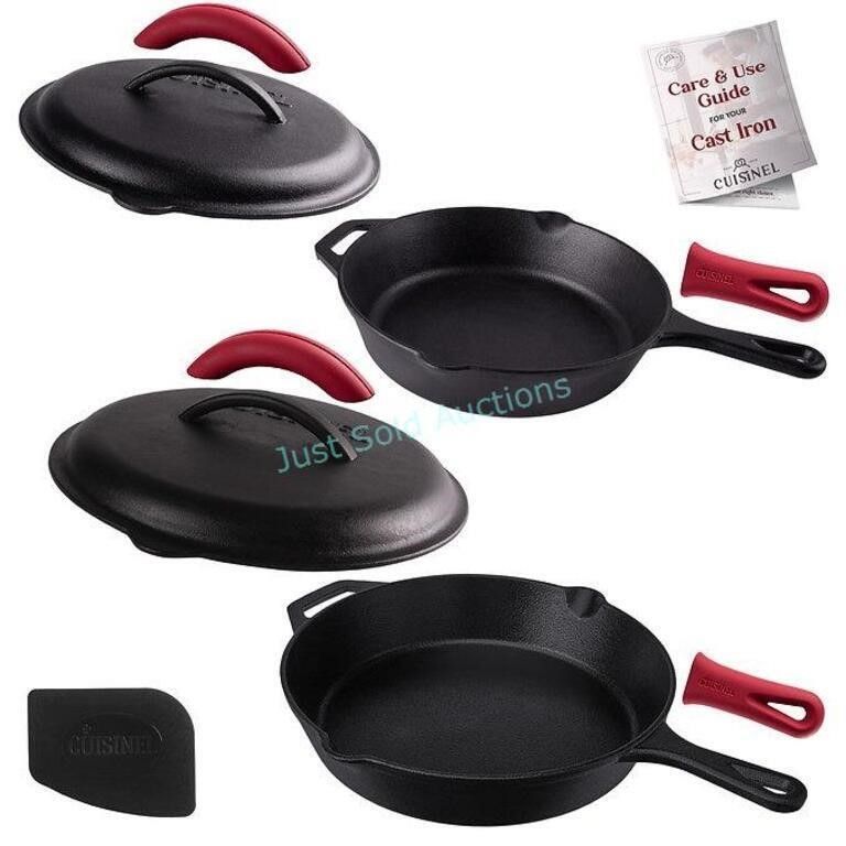 Lot 524: 10in + 12in Skillet Set w/ Cast Iron Lids