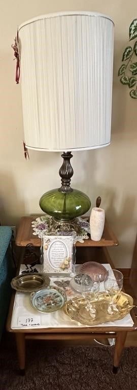 Lot 177: Oak Side Table w Contents