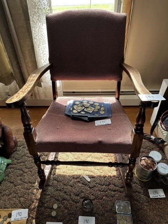 Lot 194: Antique rocking chair-no contents