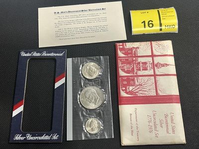 1976 S Unc 3 Piece Bicentennial Ike Kennedy. Washington; 40% Silver US Coins