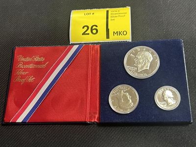 1976 US Mint Silver Proof Bicentennial 3 Coin Set
