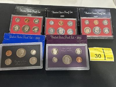 Lot of 5 Proof Sets. 1980-1984