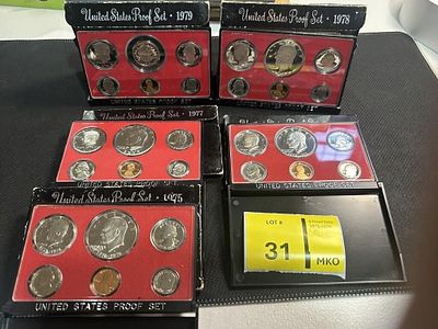 Lot of 5 Proof Sets. 1975-1979