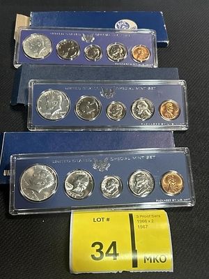 Lot of 3 Proof Sets. 1966 x 21967
