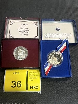 Half Dollar Commemorative Lot of 2. 1982 Half Dollar Proof - 90% Silver
