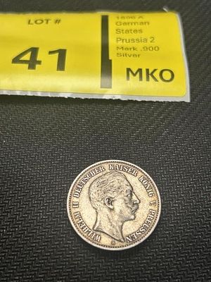 1896 A German States Prussia 2 Mark. .90% Silver
