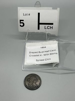 1804 Half Cent Draped Bust. Crosslet 4 With StemsAppears Chin is Spiked