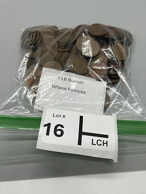 1 LB Wheat Pennies. Unsearched Scooped and weighed out of 5 Gallon Bucket