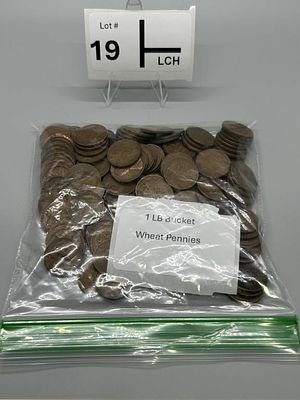 1 LB Wheat Pennies. Unsearched Scooped and weighed out of 5 Gallon Bucket