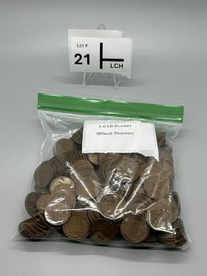 1.6 LB Wheat Pennies. Unsearched Scooped and weighed out of 5 Gallon Bucket
