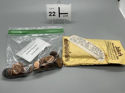 Penny Lot. 10 1943 Steel40 "Red" Pennies Circa 1950Pouch of Pennies - Appear to be 1941-1981 per