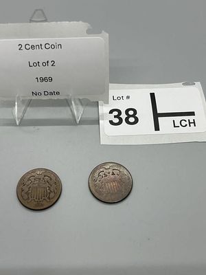 2 Cent Coin Lot of 2. 1969No Date