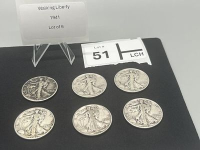 1941 Walking Liberty Half Dollat Lot of 6