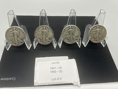 Walking Liberty Half Dollat Lot of 4. 1941 - Lot of 21942 - Lot of 2