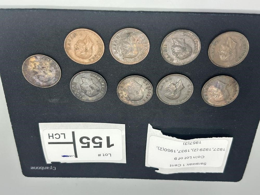 Lot 155: Sarawak 1 Cent Coin Lot of 9