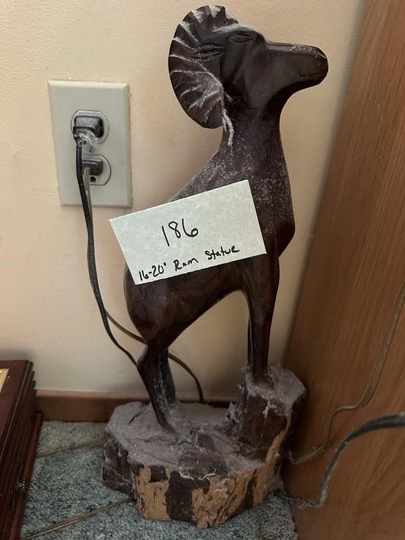 Lot 186: 18"+ Ram Carved Statue