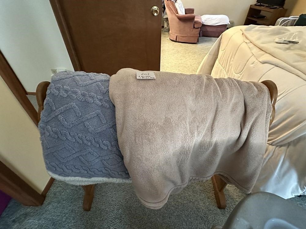 Lot 209: 2 Blankets and Quilt Rack