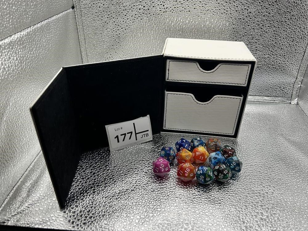 Lot 177: Commander Deck Holder with dice