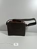 A Mid-20th Century Dark Brown Textile and Bakelite. A vintage structured handbag or box purse Image - 1