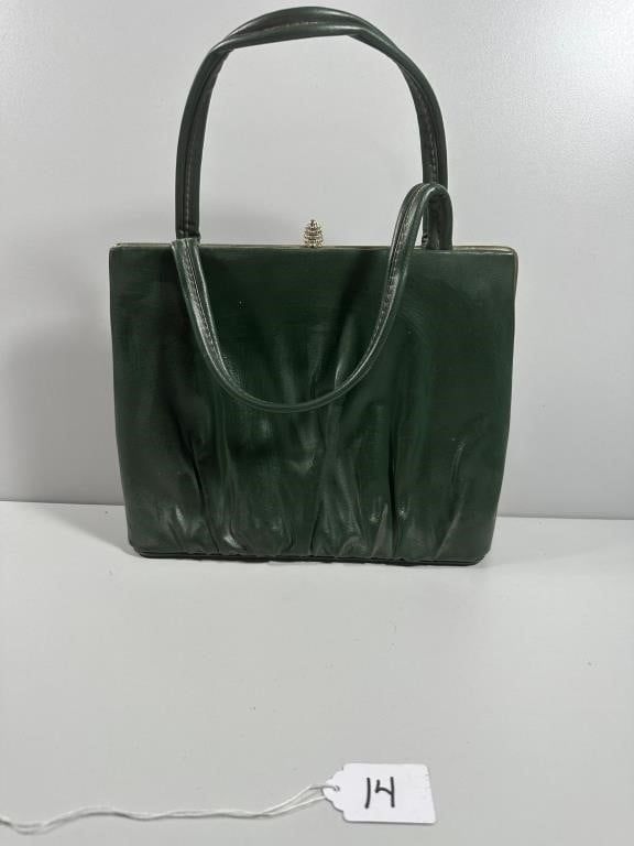 Vintage Dover Dark Forest Green Faux Leather Handb. A vintage Dover handbag, made in U.S.A. This 