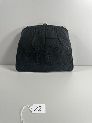 Garay Black Pleated Satin Evening Bag. A vintage Garay black pleated satin evening bag. This 