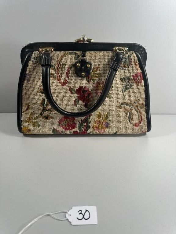 Kadin Tapestry Doctor's Bag. A vintage Kadin tapestry handbag, often referred to as a 'Doctor's 