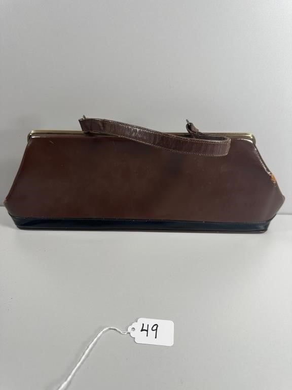 Vintage Brown Framed Handbag. A vintage women's handbag or purse, possibly from the mid-20th 