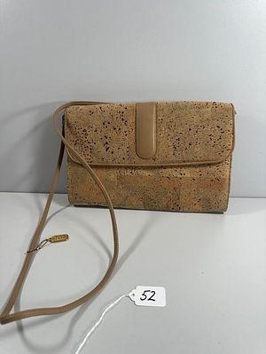 Vintage Shoulder Bag, Lisette. A vintage shoulder bag or clutch. It features a tan-colored 
