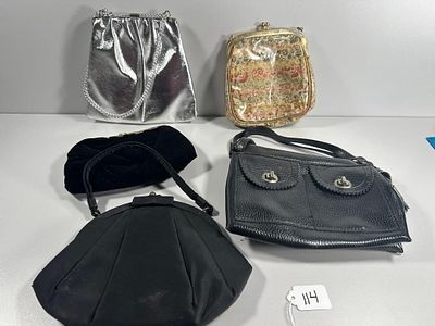 Five Vintage Women's Handbags. This lot comprises five vintage women's handbags. One bag 