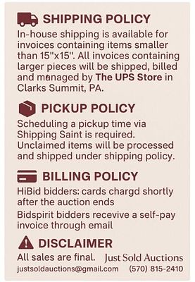 Auction Specific Terms and Conditions- PLEASE READ. Welcome to Just Sold Auctions. Please read 