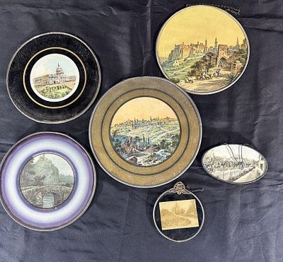 6 Mixed Flue Covers Depicting Buildings and Towns. Washington DC, Bethlehem, Jerusalem