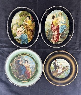 4 Victorian Glass Flue Covers