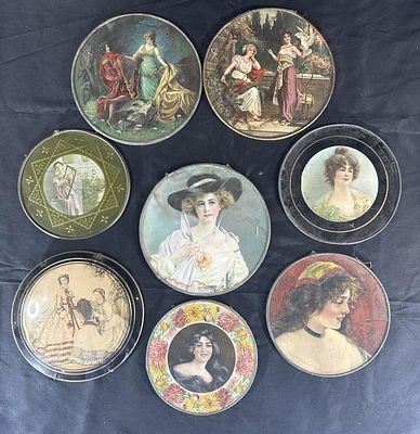 8 Victorian Ladies Flue Covers, Bottom Left is. Convex Glass