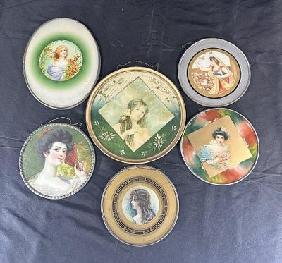 6 Antique Flue Covers Featuring Lovely Ladies