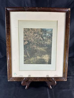 Wallace Nutting (1861–1941) "The Hawthorne Dell". colored print; Matted and framed to 16" x 19"