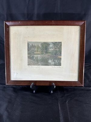 Wallace Nutting (1861-1941) "The Swimming Pool". colored print; Matted and framed to 15.5" x 12.5"