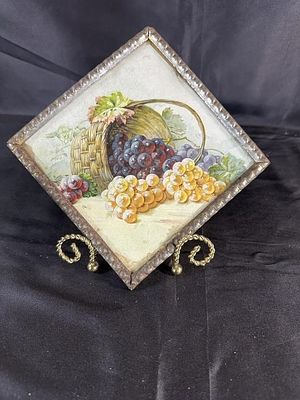 German Metal Framed Art Print. Signature on back unreadable, dated 1933 7" x 7"