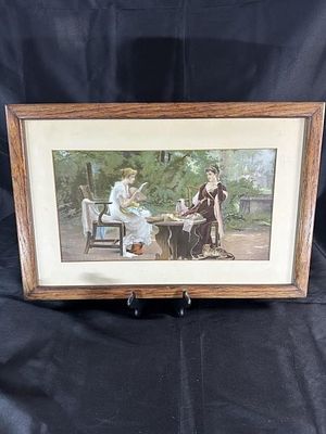 Marcus Stone (1840-1921) "First Love Letter" Print. Matted and framed under glass to 21" x 14"